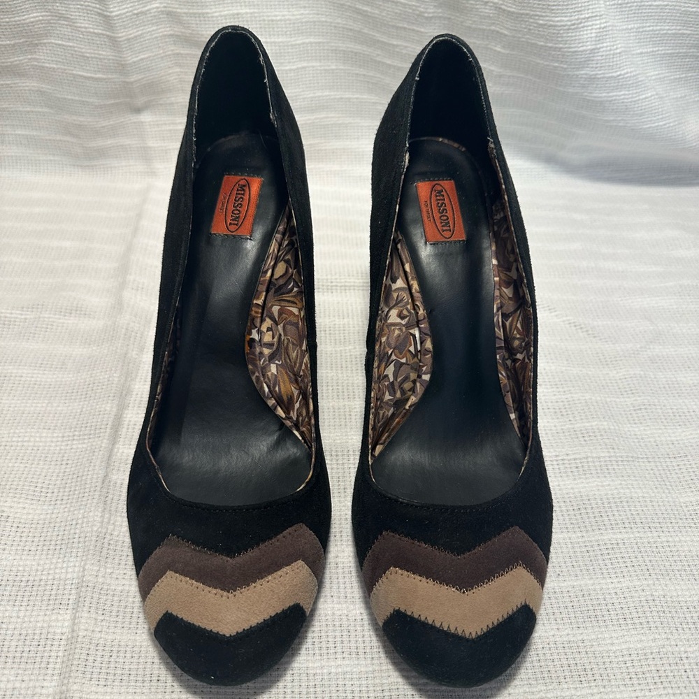Missoni Black and Brown Chevron Heels